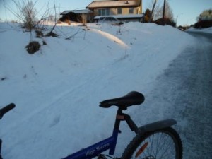 biking through snow